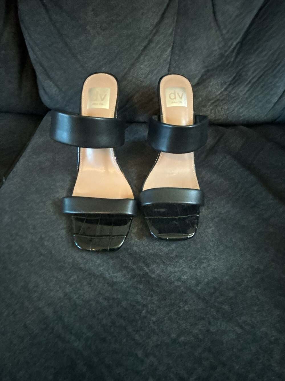 DV Dolce Vita Lextra Women's Block Heel Slide Sandals in Black